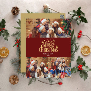 3 Photo Joyeux Noël en Gold Holiday Carte postale