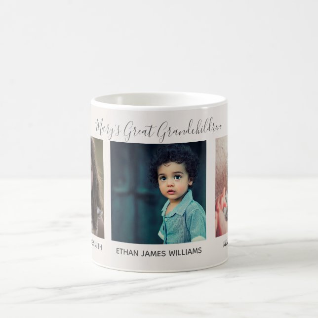 3 Photo Les grands-enfants de grand-mère Noms Mug (Centre)