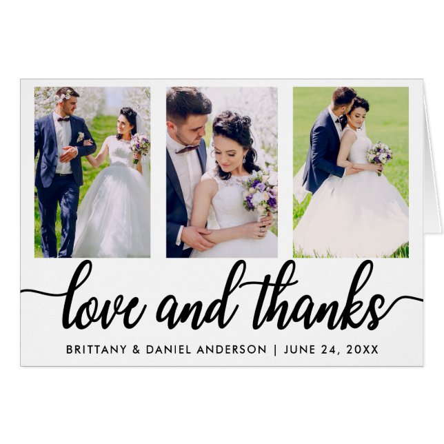 3 Photo Mariage Love and Thanks Fold (Devant horizontal)