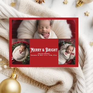 3 Photo Merry et Bright Faire-part de naissance