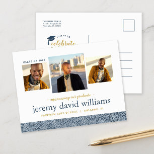 3 Photo Moderne Graduation Party Invitation