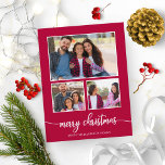 3 Photos Collage Cute Script Merry Christmas Postkarte<br><div class="desc">3 Photos Collage Cute Script Merry Christmas Postcard</div>