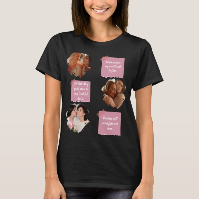 3 Photos Collage Heart Shape Happy Mother's Day  T-Shirt (Vorderseite)