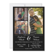 3 Photos Noir - Invitation de mariage