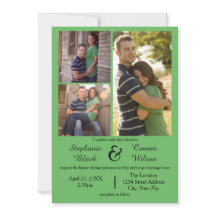 3 photos vertes - Faire-part de mariage