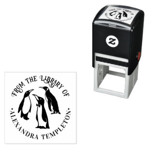 3 Pinguine Silhouette "From the Library" Name Permastempel