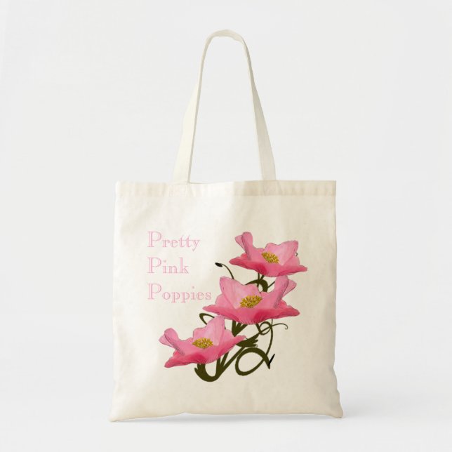 3 Pink Poppy Blume Öko freundlich wiederverwendbar Tragetasche (Vorne)