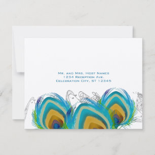 3 Plumes de paon musicale Carte postale RSVP