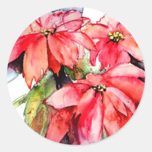 3 Poinsettias stickers Noël
