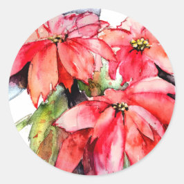 3 Poinsettias Weihnachtsaufkleber Runder Aufkleber