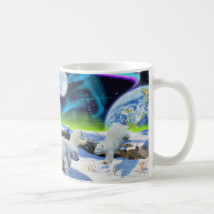 3 Polar Bear Cubs Playing in Snow - Earth Day Art Kaffeetasse