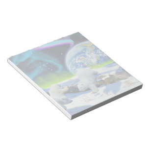 3 Polar Bear Cubs Playing in Snow - Earth Day Art Notizblock
