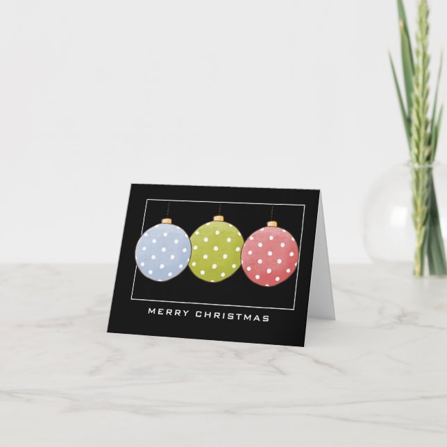 3 Polka Dot Ornaments Frohe Weihnachtskarte Karte (Vorderseite)