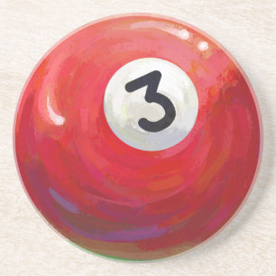 3 Pool Ball Muster gemalt Getränkeuntersetzer