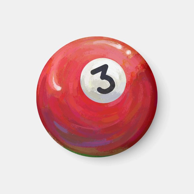 3 Pool Ball Muster gemalt Magnet (Vorne)