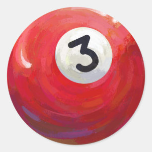 3 Pool Ball Muster gemalt Runder Aufkleber