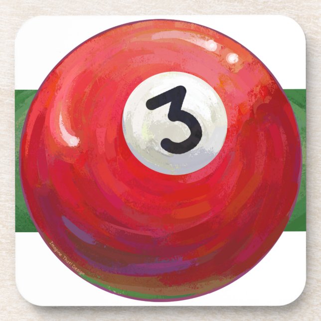 3 Pool Ball Muster gemalt Untersetzer (Vorderseite)