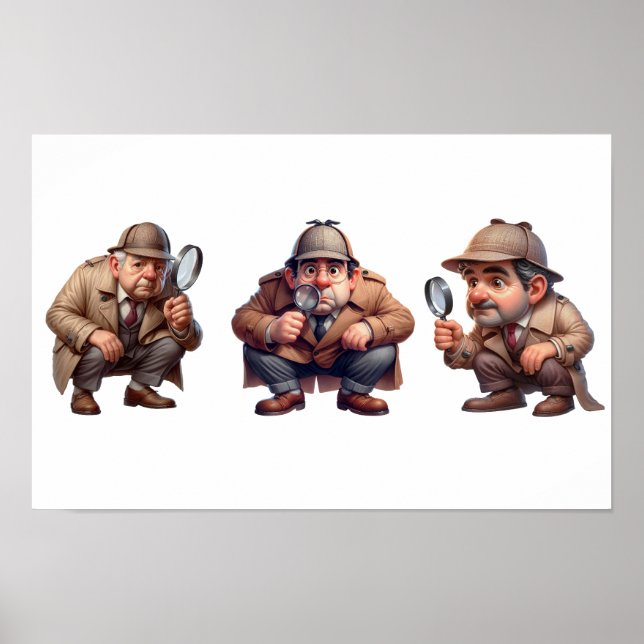 3 Private Ermittler, die nach Hinweisen suchen Poster (Vorne)