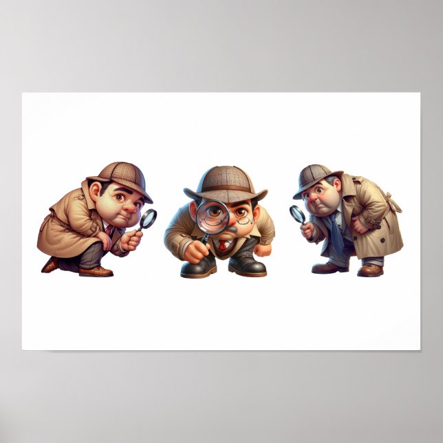 3 Private Ermittler, die nach Hinweisen suchen Poster (Vorne)