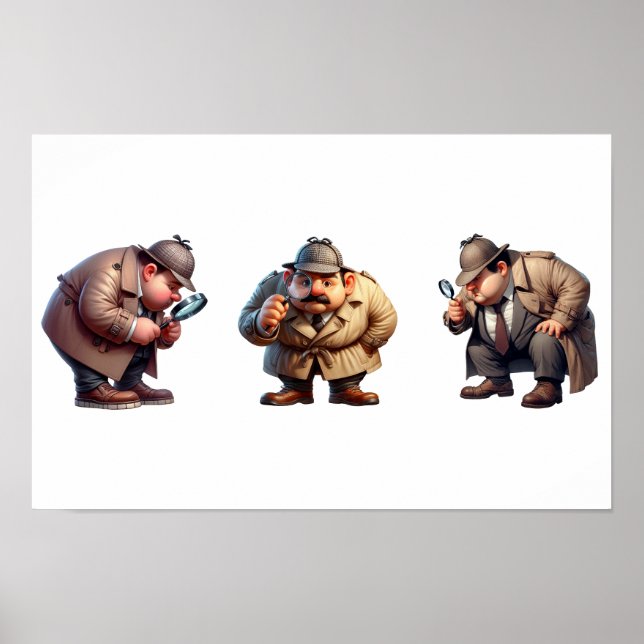 3 Private Ermittler, die nach Hinweisen suchen Poster (Vorne)
