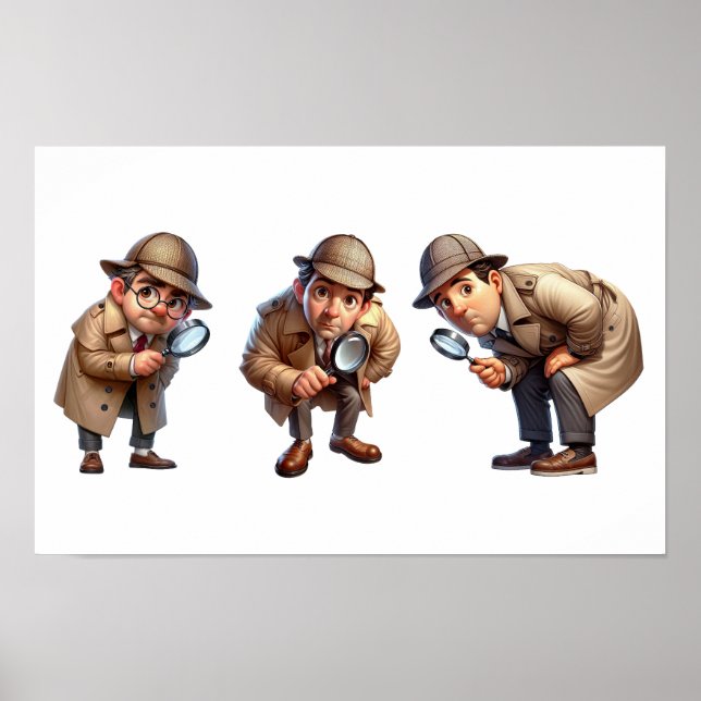 3 Private Ermittler, die nach Hinweisen suchen Poster (Vorne)