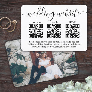 3 QR Codes Hochzeitswebsite Einfache Fotoeinlage RSVP Karte