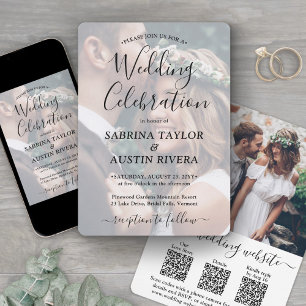 3 QR-Codes Website RSVP All-in-One Foto Hochzeit Einladung