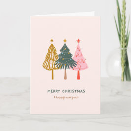 3 quirky trees Christmas Card Karte