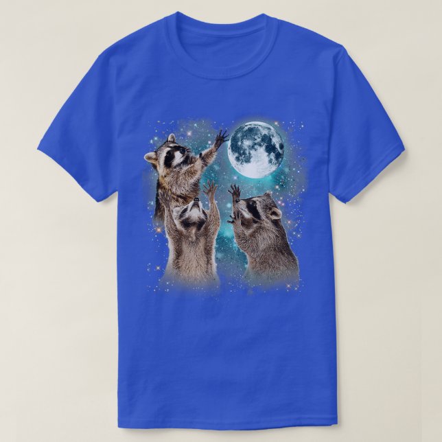 3 Raccoon Moon Howling Raccoon Funny Geschenk für  T-Shirt (Design vorne)