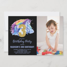 3. Rainbow Unicorn Geburtstag Einladungen Foto