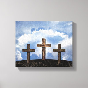 3 raue Kreuze mit Himmel Leinwanddruck