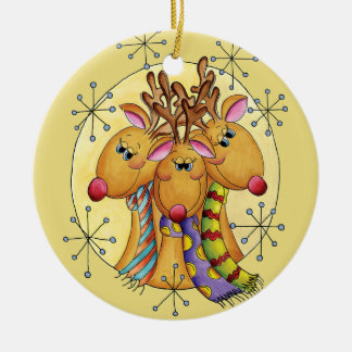 3 Ren-Weihnachtsverzierung Keramikornament