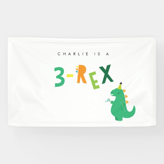 3. Rex Dinosaur 3. Geburtstag Party Banner (Horizontal)