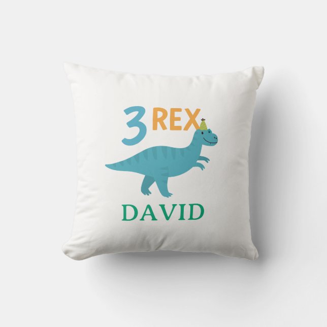 3 Rex Dinosaur Geburtsdesign Kissen (Vorderseite)