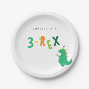3. Rex Dinosaur Party Teller für den 3. Geburtsta