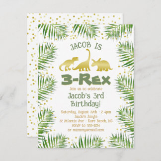3 Rex Dinosaur Tropische Vegetation Junge 3. Gebur Einladung