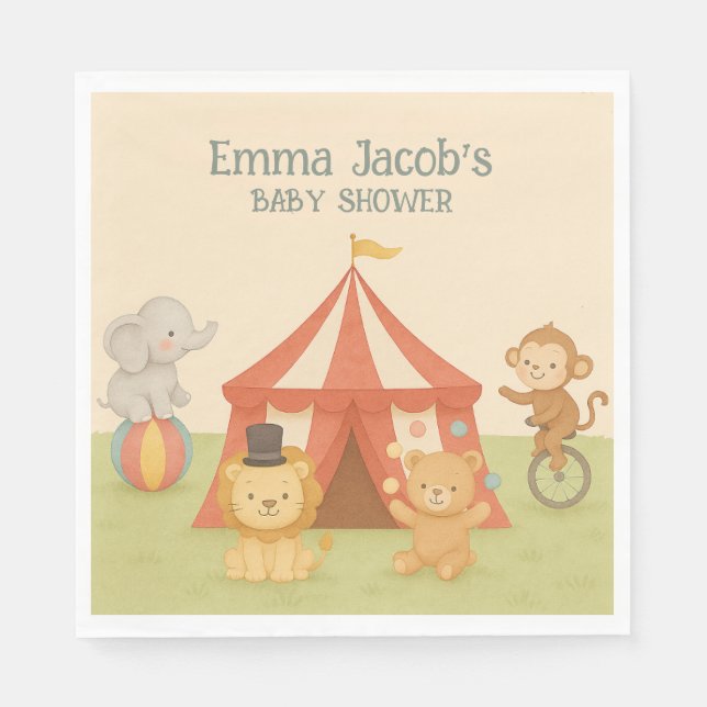 3 Ring Circus Baby Shower Serviette (Vorderseite)