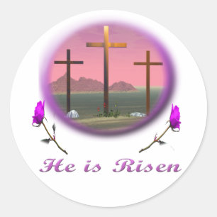 3 Rosa Kreuze Christliche Geschenke Runder Aufkleber
