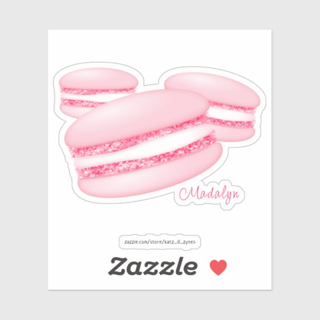 3 Rosa Macarons Aufkleber (Blatt)