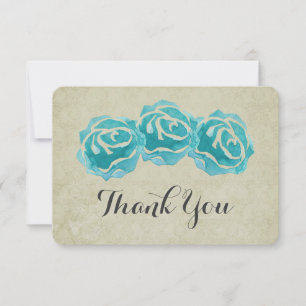 3 Roses Turquoises d'aquarelle sur le Merci Tan Da