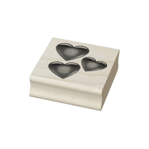 3 Rotes Herz geformt, Liebe Herzen, Gummi Briefmar Gummistempel