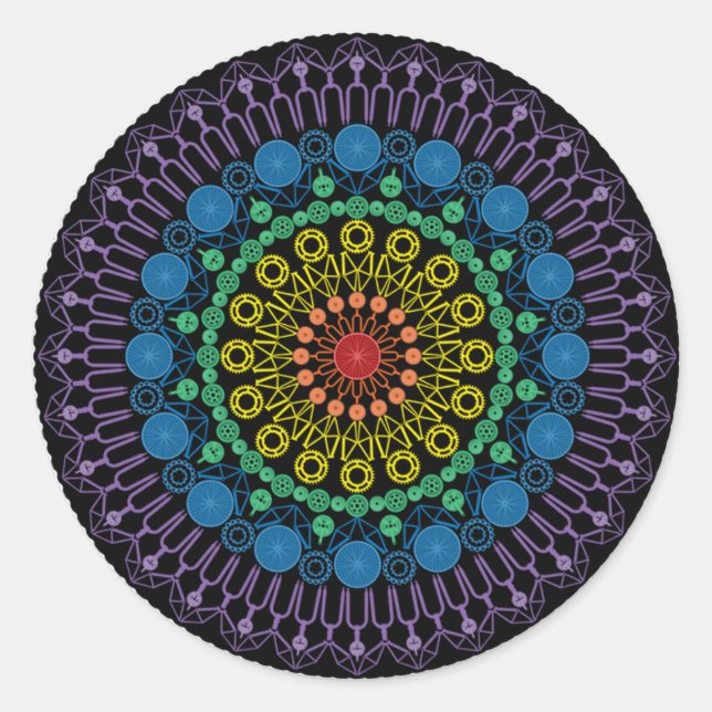3" Round Sticker mit Good Day Bike Mandala (Vorderseite)