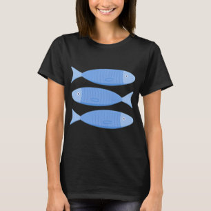 3 Sardinen-Fischillustration in Hellblau T-Shirt