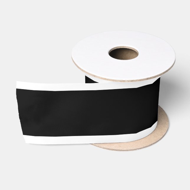 3" Satin Schwarzes Band mit weißem Rand Satinband (Spule)