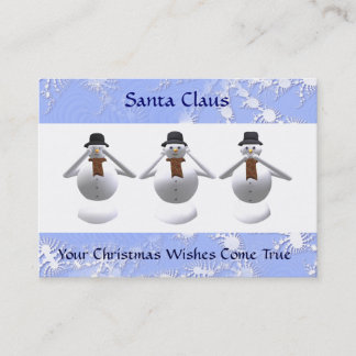 3 Schneemann-WeihnachtsVisitenkarte u. Kalender Visitenkarte