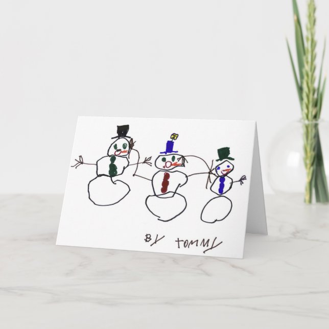 3 Schneemänner Feiertagskarte (Vorderseite)