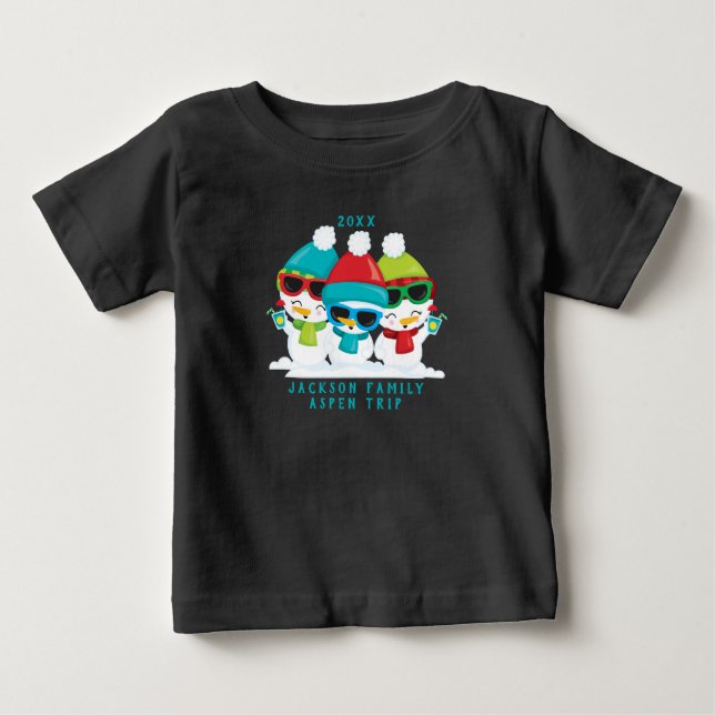 3 Schneemänner WeihnachtsWinter Familienmaßgeschne Baby T-shirt (Vorderseite)
