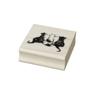 3 Schwarz-Weiß-Cat-Abbildung Gummistempel