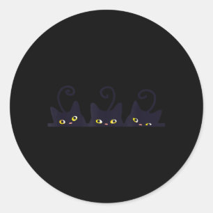 3 schwarze Katzen lustiges süßes Design Frauen Män Runder Aufkleber