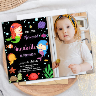3. Schwarze Meerjungfrauen Einladung mit Foto